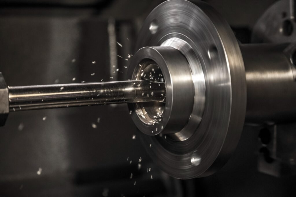 Machine d'alésage en action, illustrant les procédés usinage pour la précision des trous