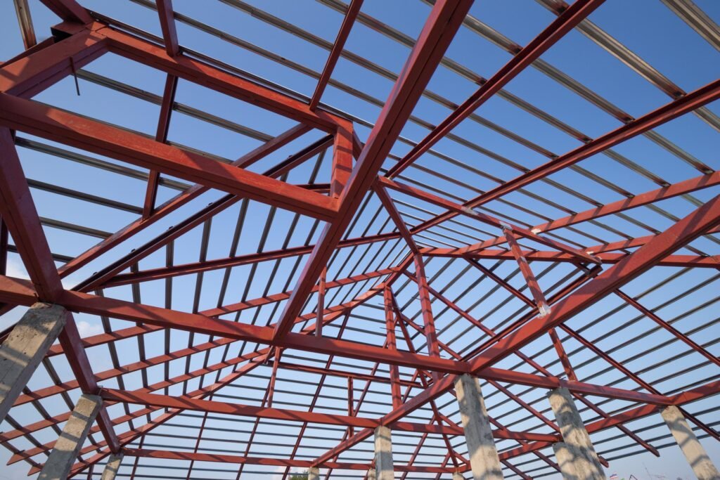 Structure finalisée après la fabrication charpente métallique sur le chantier