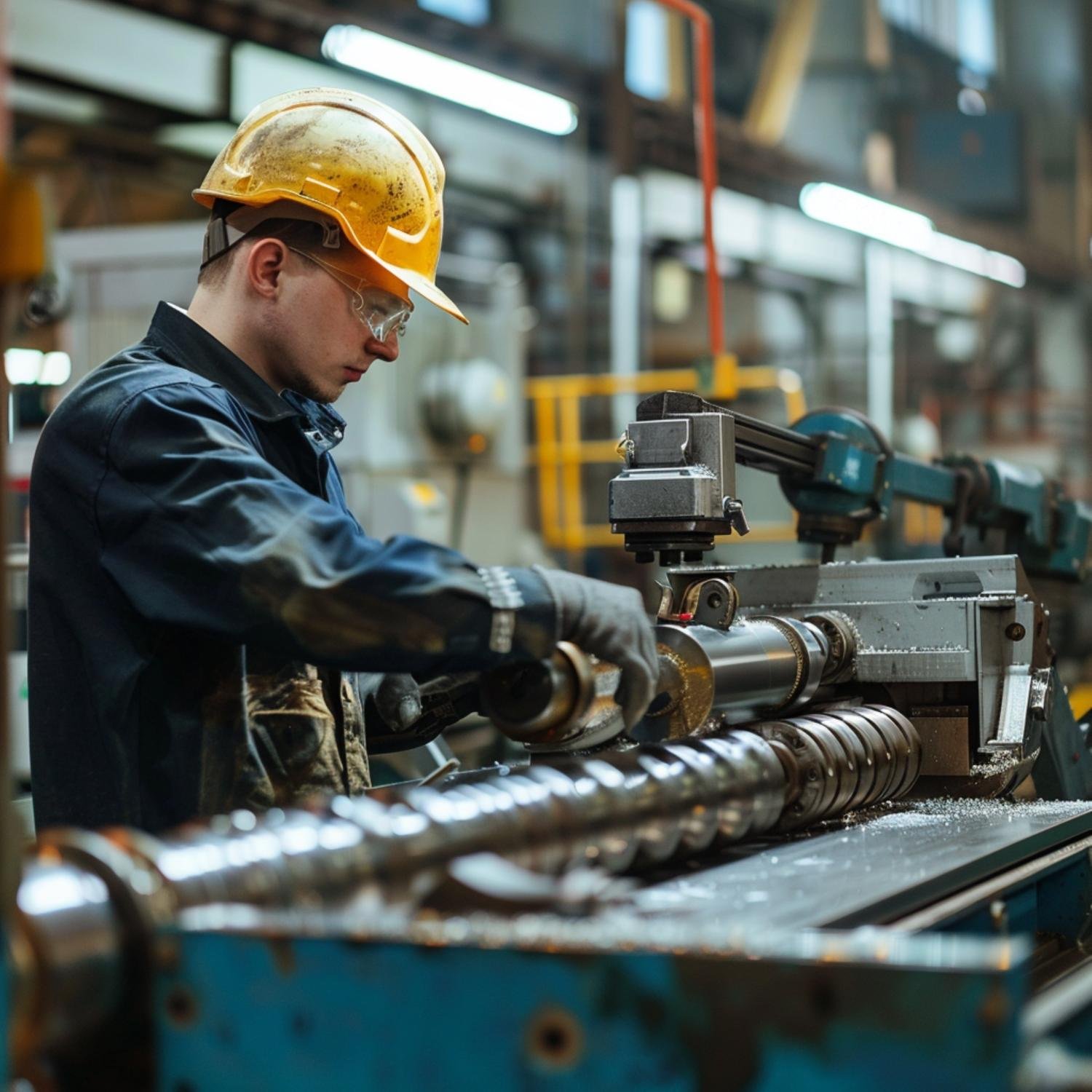 un ouvrier en atelier travaillant sur le montage mécanique et assemblage de composants industriels